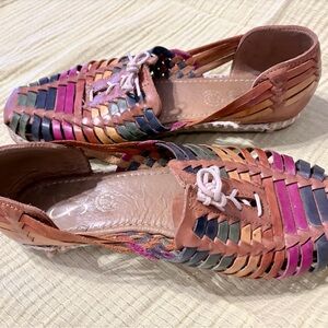 Fiesta Feet Multicolor Braided Leather Huarache Flats - Women's Casual Slip-Ons